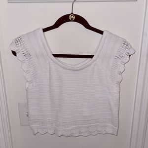 White crocheted crop top